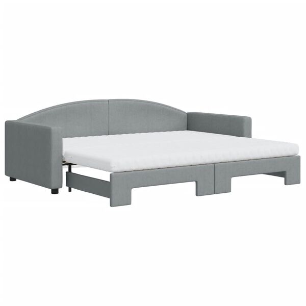 vidaXL Sofá cama nido con colchón tela gris claro 90x200 cm