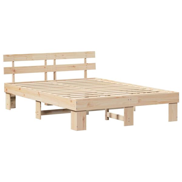 vidaXL Estructura de cama Natural 140 x 200 cm Madera de pino macizo