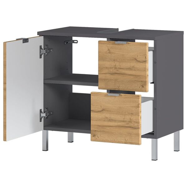 Germania Armario base lavabo GW-Mauresa 34x60x56 cm grafito y roble