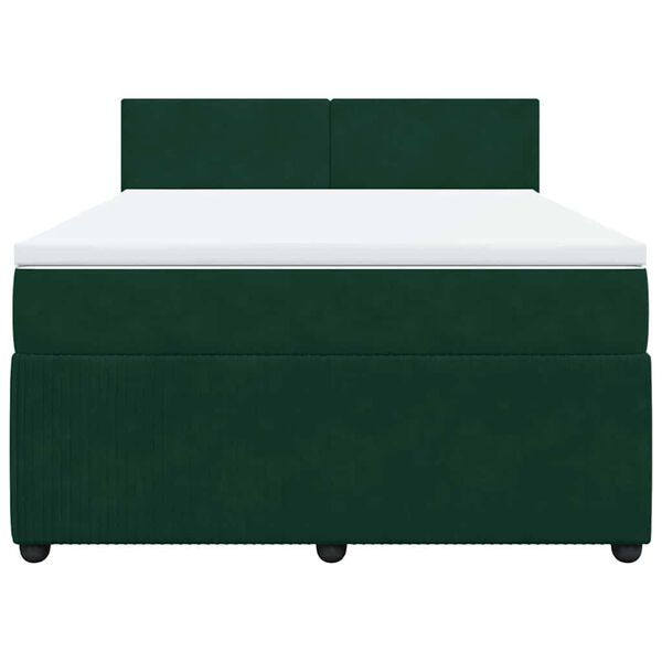 vidaXL Cama box spring con colch&oacute;n terciopelo verde oscuro 160x200 cm