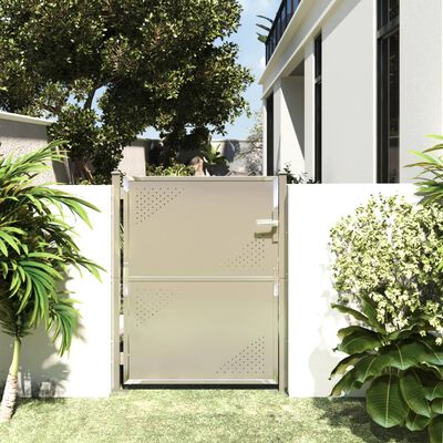 vidaXL Puerta de valla de jardín acero gris inoxidable 100x125 cm