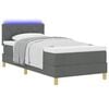 vidaXL Cama Box Spring LED con colch&oacute;n Gris oscuro 90 x 200 cm tela