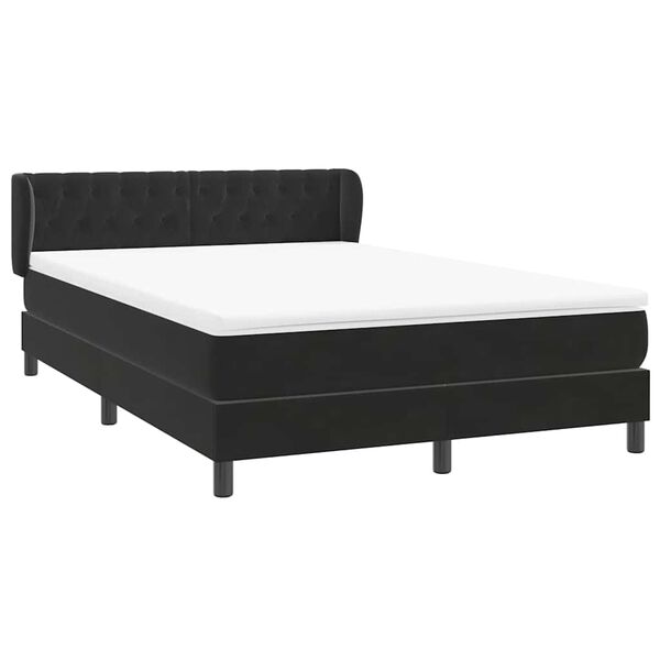 vidaXL Cama box spring con colch&oacute;n terciopelo negro 160x220 cm
