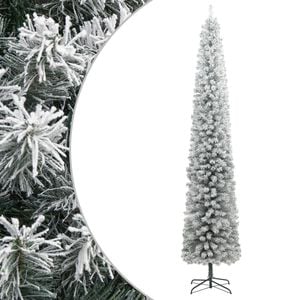 vidaXL &Aacute;rbol Navidad estrecho con soporte y nieve artificial PVC 270cm