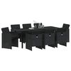 vidaXL Conjunto de Comedor de Jard&iacute;n 9 pcs Negro rat&aacute;n sint&eacute;tico