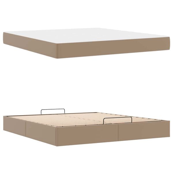 vidaXL Estructura de cama con colch&oacute;n con colch&oacute;n 2 pcs Canela PVC