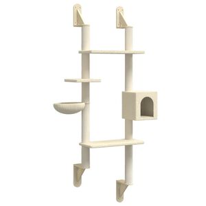 vidaXL &Aacute;rbol rascador para gatos de pared crema 180 cm