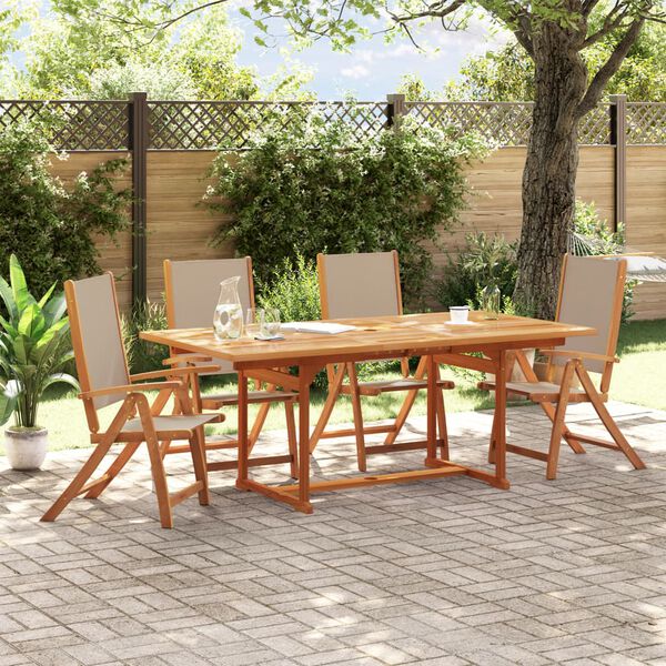 vidaXL Sillas de jard&iacute;n plegables 4 uds madera maciza acacia textileno