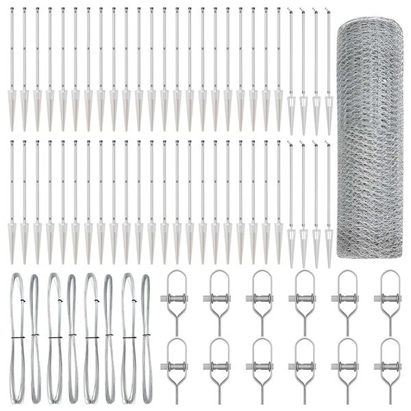 vidaXL Poste de Valla Plateado 100 x 1 m (malla de 25 mm) Acero