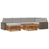 vidaXL Conjunto de sof&aacute;s de exterior 7 uds. Natural y Gris Claro
