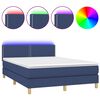 vidaXL Cama box spring colch&oacute;n y luces LED tela azul 140x190 cm