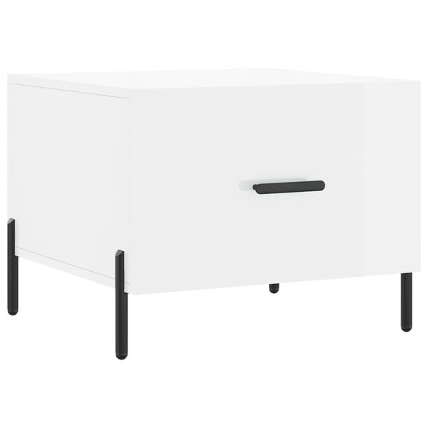 vidaXL Mesa de centro madera de ingenier&iacute;a brillo blanco 50x50x40 cm