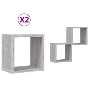 vidaXL Estanter&iacute;as de pared 2 pcs Gris Sonoma 26 x 15 x 26 cm