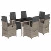 vidaXL Set comedor jard&iacute;n 7 pzas y cojines rat&aacute;n sint&eacute;tico gris