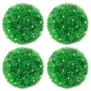 vidaXL Bolas de boj artificial con luces LED 4 unidades 12 cm