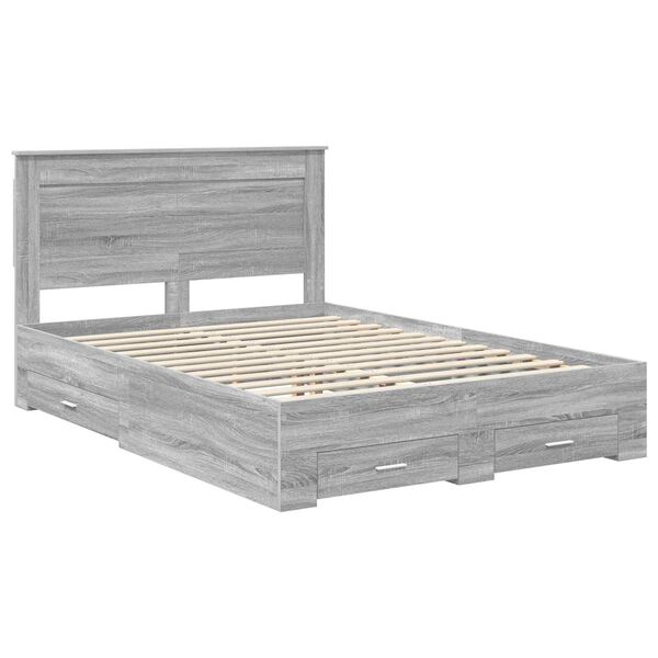 vidaXL Estructura de cama con caj&oacute;n con cabecera Madera contrachapada