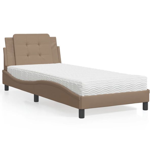 vidaXL Estructura de cama sin colch&oacute;n Zadar cuero sint&eacute;tico capuchino 100x200 cm