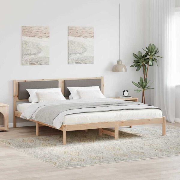 vidaXL Estructura de cama Taup&eacute; 180 x 200 cm Madera de pino macizo