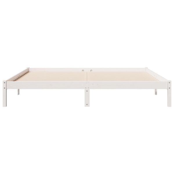 vidaXL Cama extralarga sin colch&oacute;n madera maciza pino blanca 180x210cm