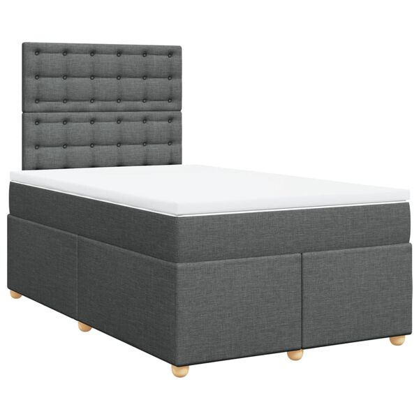 vidaXL Cama box spring con colch&oacute;n tela gris oscuro 120x190 cm