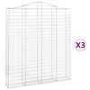 vidaXL Cestas de gaviones 3 uds forma de arco hierro 200x30x220/240 cm
