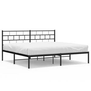 vidaXL Estructura cama sin colch&oacute;n con cabecero metal negro 180x200 cm