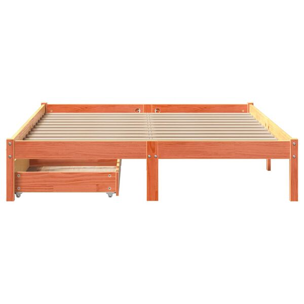 vidaXL Cama sin colch&oacute;n madera maciza de pino marr&oacute;n cera 120x200 cm
