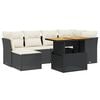 vidaXL Set de comedor de jard&iacute;n 7 pzas y cojines rat&aacute;n sint&eacute;tico negro