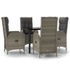 vidaXL Set comedor jard&iacute;n 5 pzas y cojines rat&aacute;n sint&eacute;tico negro gris