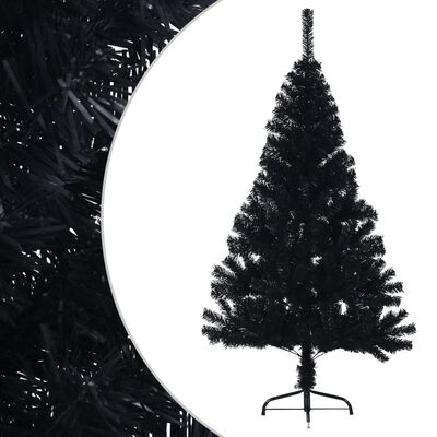 vidaXL Medio árbol de Navidad artificial con soporte PVC negro 150 cm