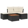 vidaXL Set de muebles de jard&iacute;n 5 pzas y cojines rat&aacute;n sint&eacute;tico negro
