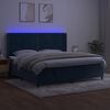 vidaXL Cama box spring colch&oacute;n y LED terciopelo azul oscuro 200x200 cm