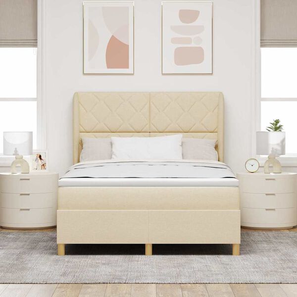 vidaXL Cama con Somier y Colch&oacute;n Gris Oscuro 90x190 cm de Tela Crema