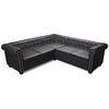 vidaXL Sofá de esquina Chesterfield 5 plazas cuero artificial negro