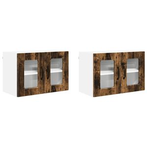 vidaXL Armario de vidrio para pared PORTO 2 pcs Roble ahumado