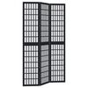 vidaXL Biombo separador de 3 paneles madera maciza Paulownia negro