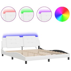 vidaXL Estructura de cama con LED sin colch&oacute;n Zadar blanco 180x200 cm