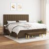 vidaXL Cama box spring con colch&oacute;n tela marr&oacute;n oscuro 200x200 cm