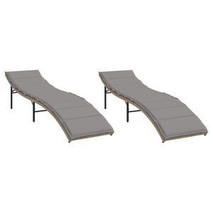 vidaXL Tumbonas con cojines 2 unidades rat&aacute;n sint&eacute;tico beige