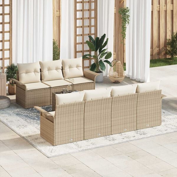 vidaXL Conjunto de sofá de jardín 8 pcs Beige ratán sintético