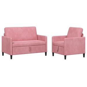 vidaXL Juego de Sof&aacute;s con Almacenamiento 2 uds. Rosa Poli&eacute;ster