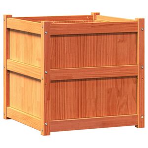 vidaXL Jardinera exterior madera maciza pino marr&oacute;n cera 60x60x60 cm