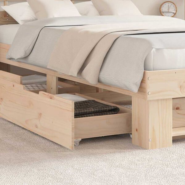 vidaXL Estructura de cama Marrón 120 x 190 cm Madera de pino macizo
