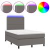 vidaXL Cama box spring colch&oacute;n y LED cuero sint&eacute;tico gris 120x200 cm