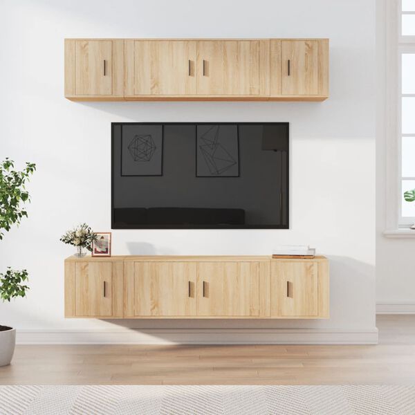 vidaXL Set de muebles para TV 6 pzas madera contrachapada roble sonoma
