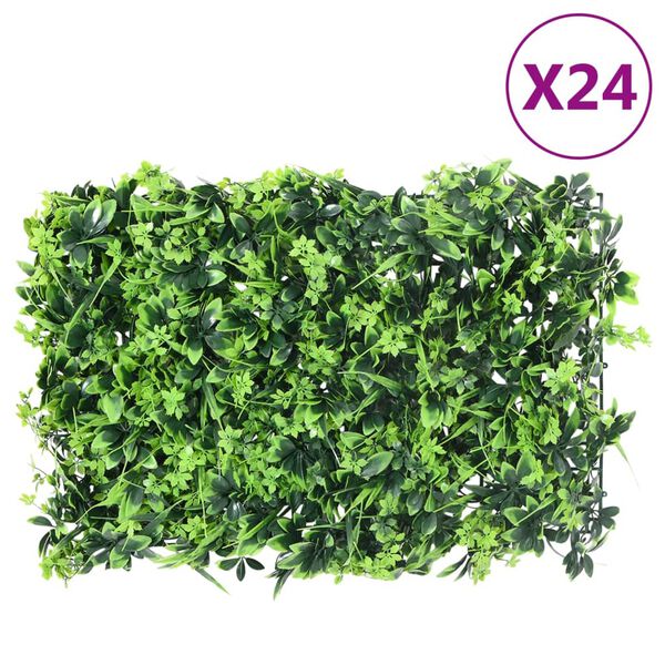 &nbsp;vidaXL Valla de hojas artificiales 24 uds verde 40x60 cm