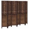 vidaXL Biombo separador de 6 paneles madera paulownia marr&oacute;n oscuro