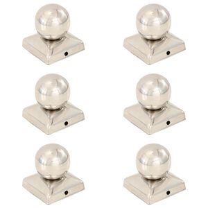 vidaXL Tapas para postes 6 uds acero inoxidable globo final 71x71 mm