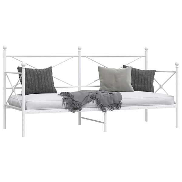 vidaXL Sof&aacute; cama sin colch&oacute;n cuero sint&eacute;tico blanco 90x200 cm acero