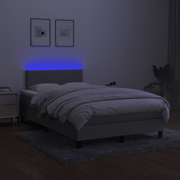 vidaXL Cama box spring con colch&oacute;n y LED tela gris claro 120x190 cm